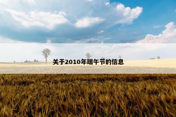 关于2010年端午节的信息