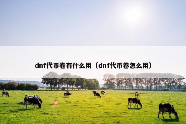 dnf代币卷有什么用（dnf代币卷怎么用）